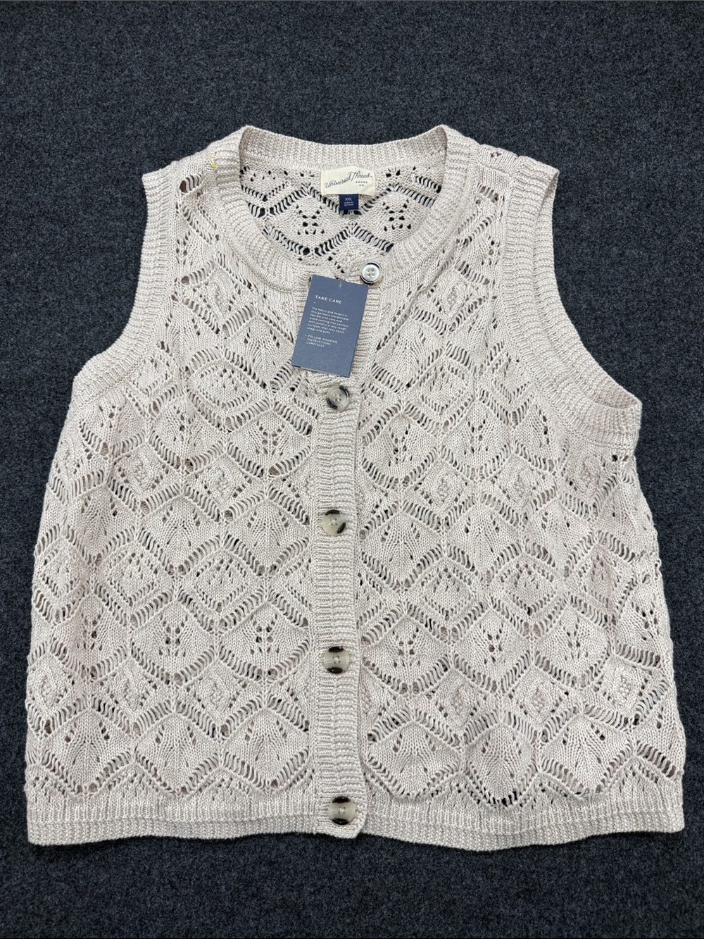 Universal Thread Cream Sleeveless Crochet Button Cardigan